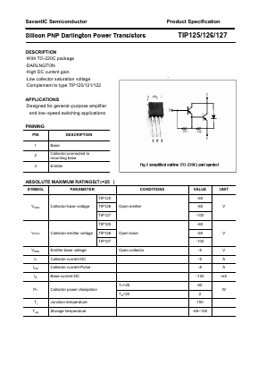 TIP125 Datasheet PDF SavantIC Semiconductor 