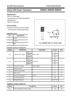2N6037 Datasheet PDF SavantIC Semiconductor 