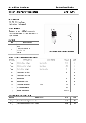 MJE18006 Datasheet PDF SavantIC Semiconductor 