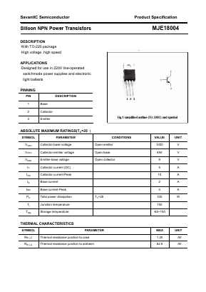 MJE18004 Datasheet PDF SavantIC Semiconductor 