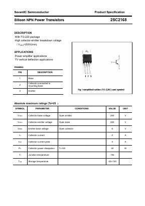 2SC2168 Datasheet PDF SavantIC Semiconductor 