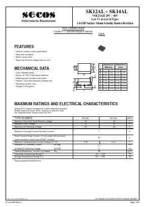 SK12AL Datasheet PDF Secos Corporation.