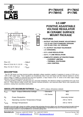 IP117ME Datasheet PDF Semelab - > TT Electronics plc 