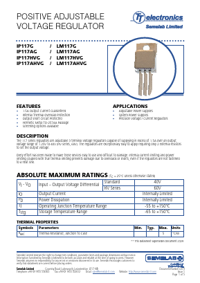 IP117G-883B Datasheet PDF Semelab - > TT Electronics plc 