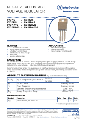 IP137IG Datasheet PDF Semelab - > TT Electronics plc 