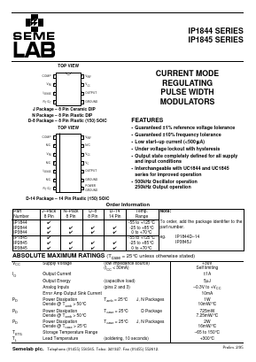 IP1845 Datasheet PDF Semelab - > TT Electronics plc 