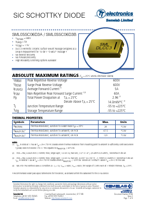 SML05SC06D3B Datasheet PDF Semelab - > TT Electronics plc 