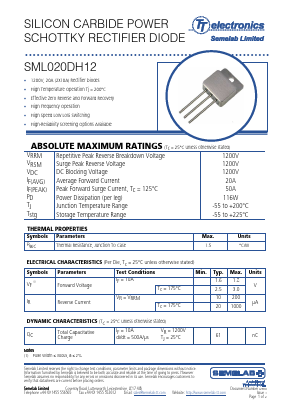 SML020DH12 Datasheet PDF Semelab - > TT Electronics plc 