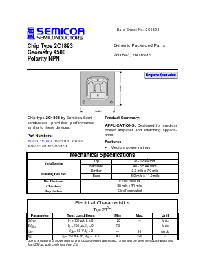 2N1893UB Datasheet PDF Semicoa Semiconductor