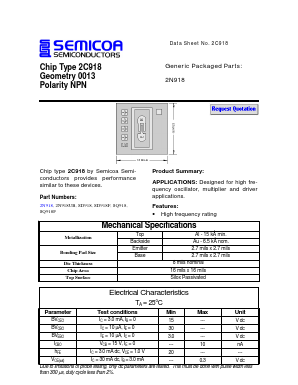 2N918 Datasheet PDF Semicoa Semiconductor