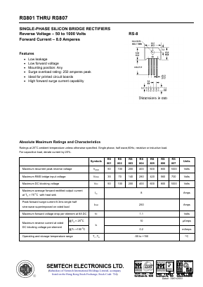 RS801 Datasheet PDF Semtech Electronics LTD.