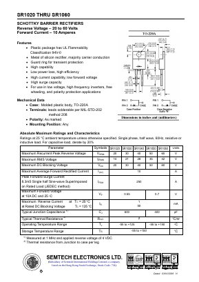 SR1030 Datasheet PDF Semtech Electronics LTD.