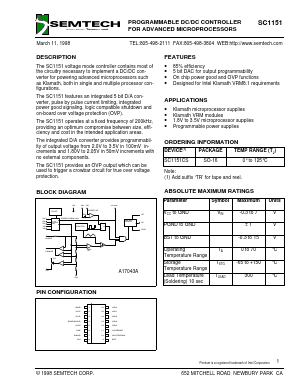 SC1151 Datasheet PDF Semtech Corporation