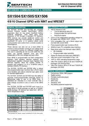 SX1505 Datasheet PDF Semtech Corporation