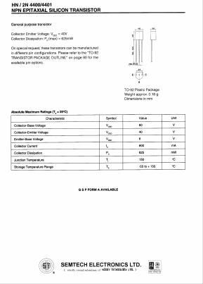 2N4400 Datasheet PDF Semtech Corporation