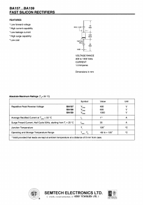 BA157 Datasheet PDF Semtech Corporation