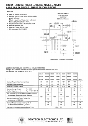 KBU8M Datasheet PDF Semtech Corporation