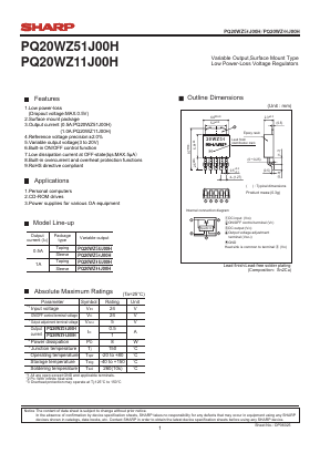 PQ20WZ11J00H Datasheet PDF Sharp Electronics