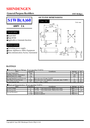 S1WB(A)60 Datasheet PDF Shindengen