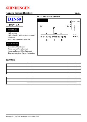 D1N60 Datasheet PDF Shindengen