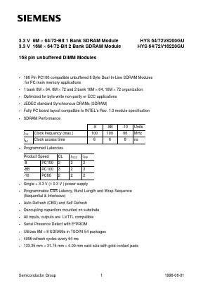 HYS72V8200GU Datasheet PDF Siemens AG