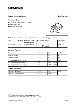 BAT14-098 Datasheet PDF Siemens AG