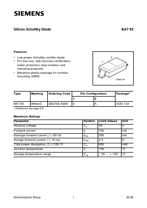 BAT65 Datasheet PDF Siemens AG