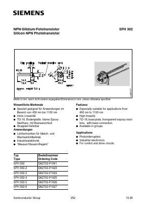 SFH302-2 Datasheet PDF Siemens AG
