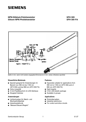 SFH309 Datasheet PDF Siemens AG