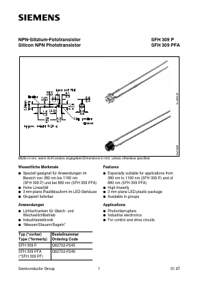 SFH309P Datasheet PDF Siemens AG