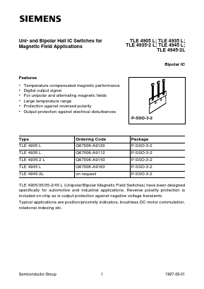TLE4905 Datasheet PDF Siemens AG