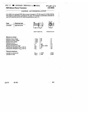 2N4033 Datasheet PDF Siemens AG