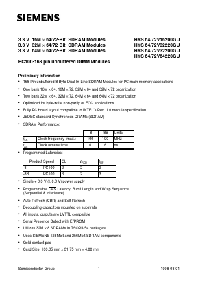 HYS64V32200GU-8 Datasheet PDF Siemens AG