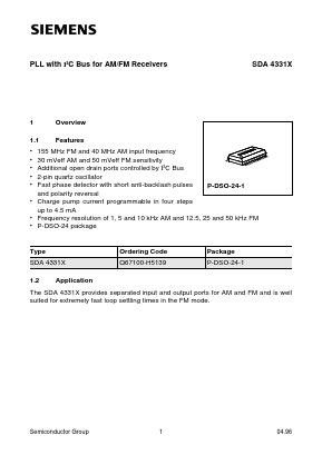 SDA4331X Datasheet PDF Siemens AG
