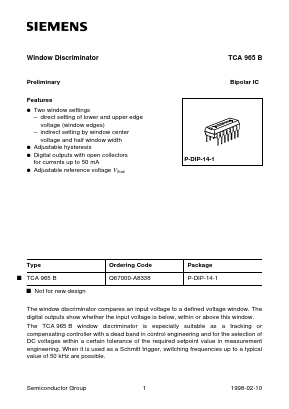 TCA965 Datasheet PDF Siemens AG
