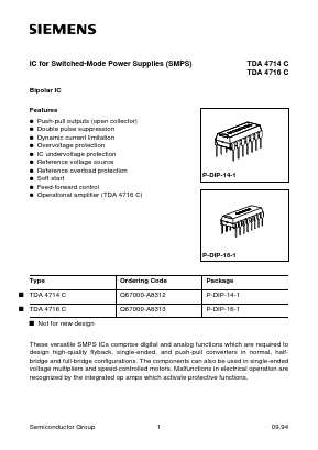 TDA4716C Datasheet PDF Siemens AG