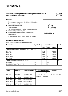 KT100 Datasheet PDF Siemens AG