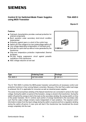 TDA4605 Datasheet PDF Siemens AG