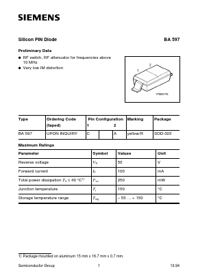BA597 Datasheet PDF Siemens AG