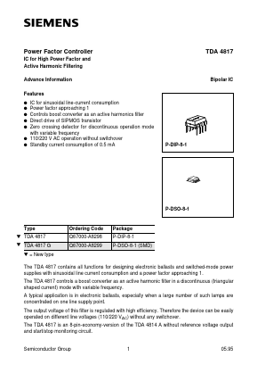 TDA4817G Datasheet PDF Siemens AG