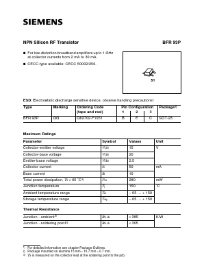 BFR93P Datasheet PDF Siemens AG