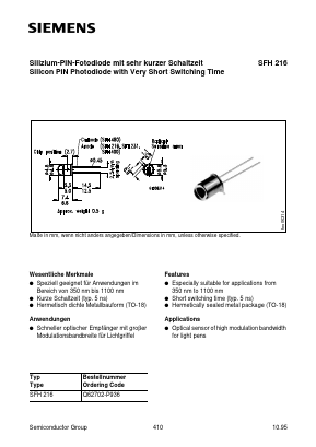 SFH216 Datasheet PDF Siemens AG