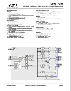 C8051F221-GQ Datasheet PDF Silicon Laboratories