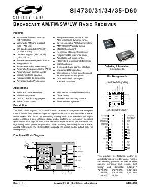 SI4730-D60-GUR Datasheet PDF Silicon Laboratories
