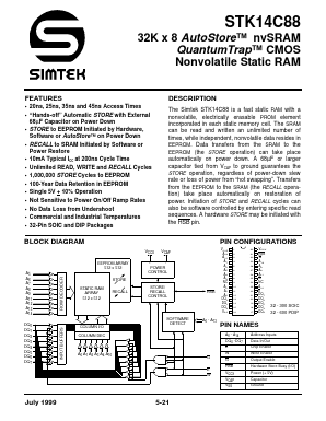 STK14C88-N20 Datasheet PDF Simtek Corporation