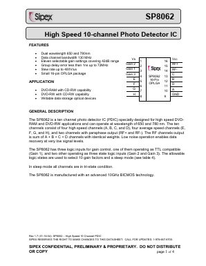 SP8062DG Datasheet PDF Signal Processing Technologies