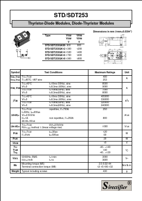 SDT253GK08 Datasheet PDF Sirectifier Electronics