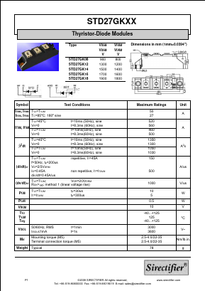 STD27GK16 Datasheet PDF Sirectifier Electronics