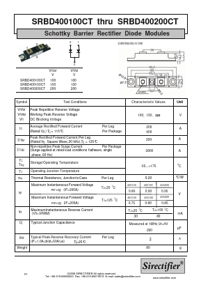 SRBD400100CT Datasheet PDF Sirectifier Electronics