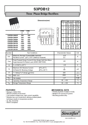 S3PDB12N12P Datasheet PDF Sirectifier Electronics